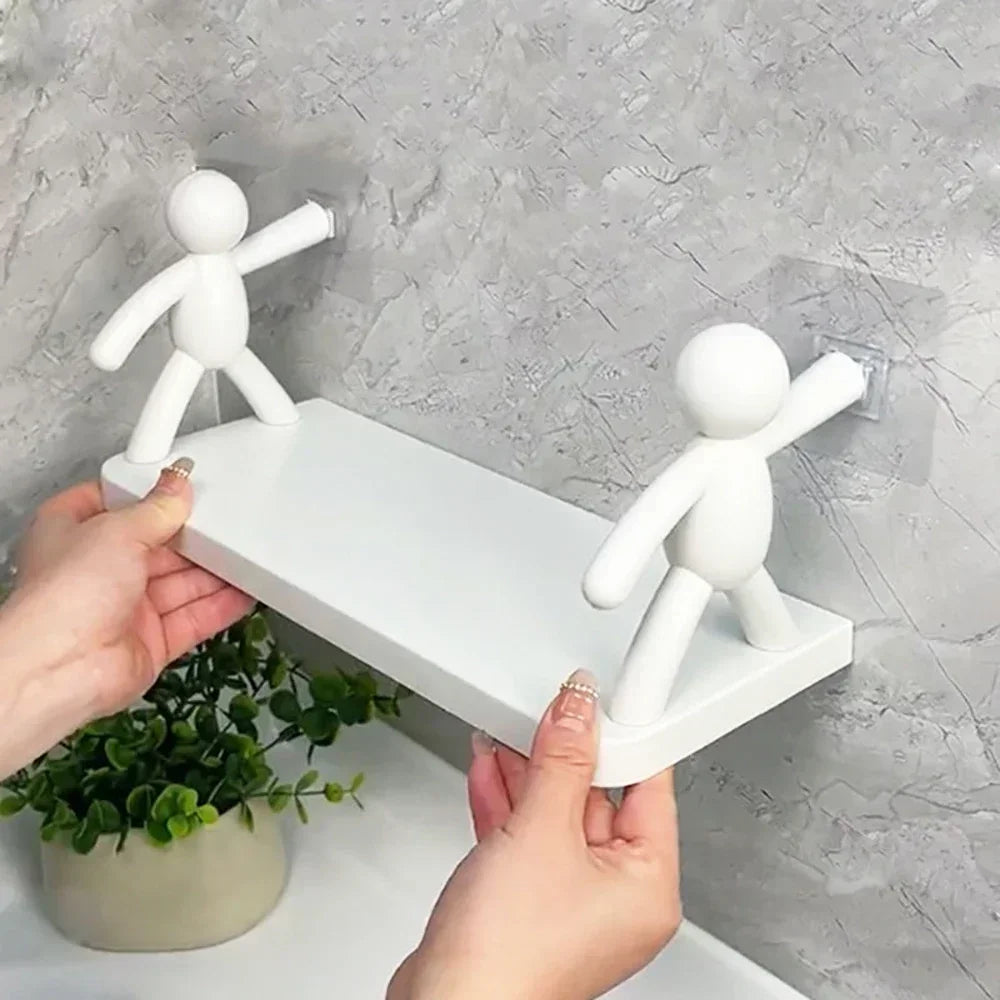 1PC 2PCS Self-adhesive Tape Buckle Holder Bathroom Shampoo Storage Racks Plastic Shelf Storage Organization Shelves Support