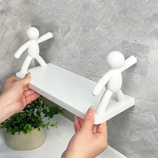 1PC 2PCS Self-adhesive Tape Buckle Holder Bathroom Shampoo Storage Racks Plastic Shelf Storage Organization Shelves Support